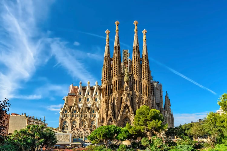 Die Basilika Sagrada Familia in Bareclona, Spanien.