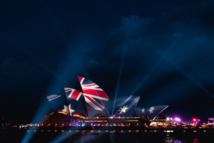 Das Opernhaus in Sydney am Australia Day
