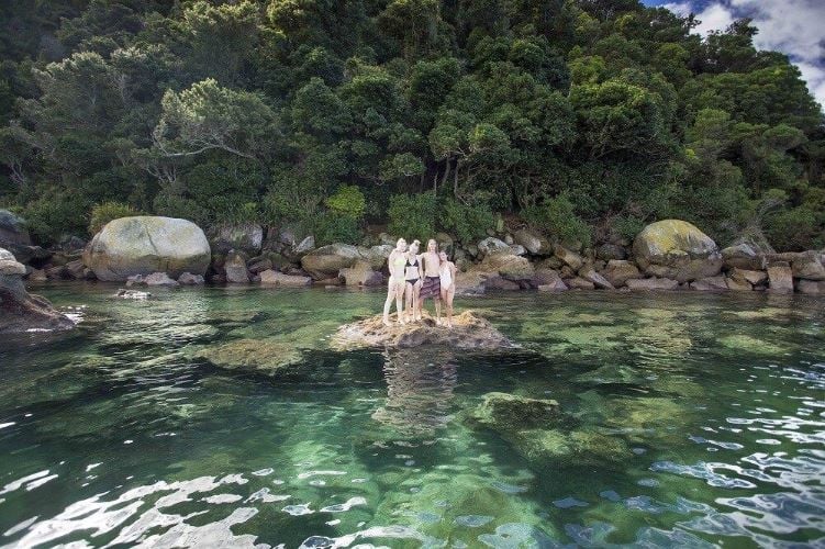 Person im Abdel Tasman beim Roadtrip durch Neuseeland mit AIFS