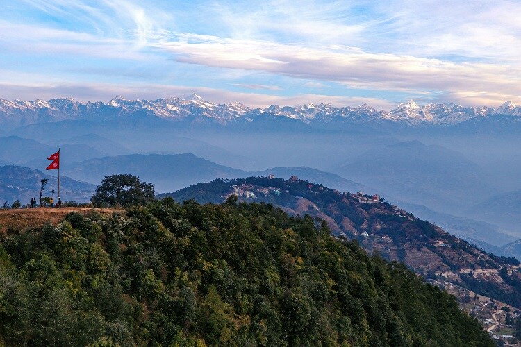 Blick aufs Gebirge von Nagarkot, Nepal